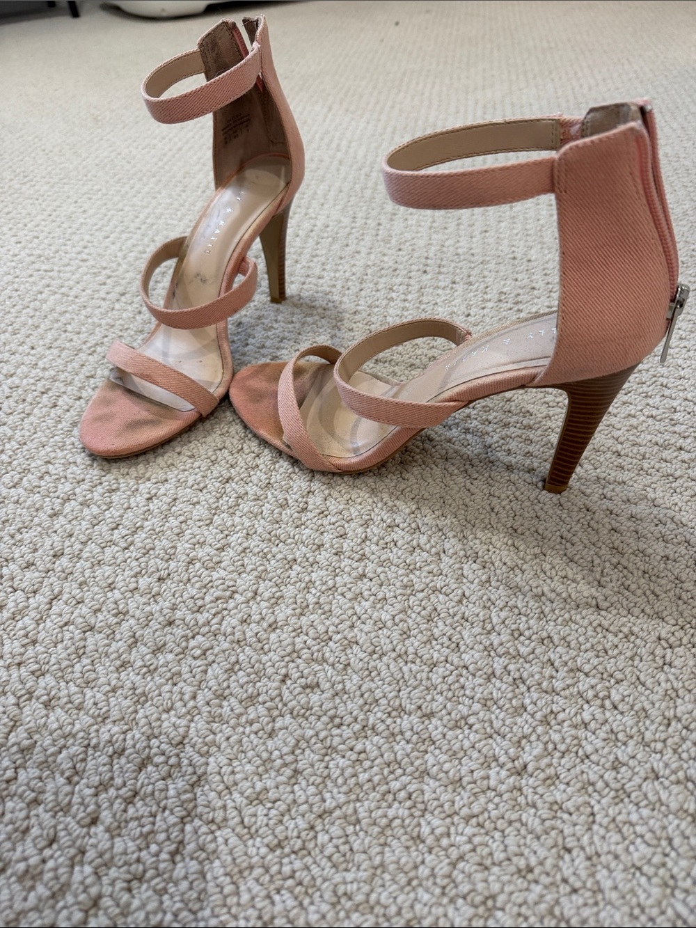 Blush Pink Strappy Ankle-Zip High Heel Sandals